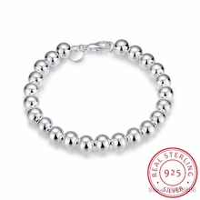Высокое качество 925 стерлингового серебра 8 мм полые счастливые круглые четки браслеты и браслеты для мужчин и женщин ювелирные изделия