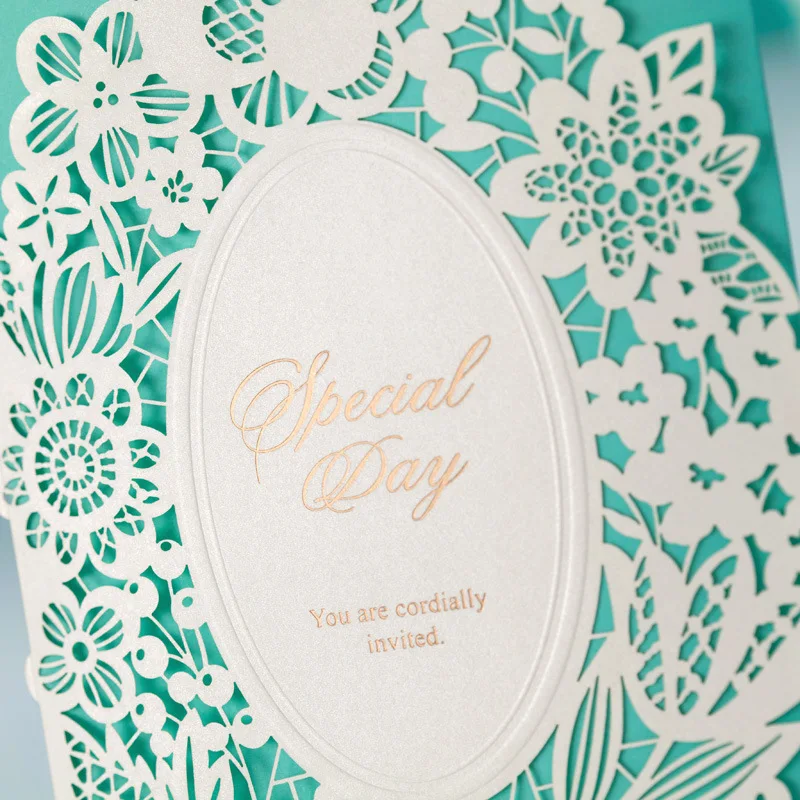  FANLUS Blue Wedding Invitation Cards Kit with Envelopes Custom Personalized Printing - 32891253607