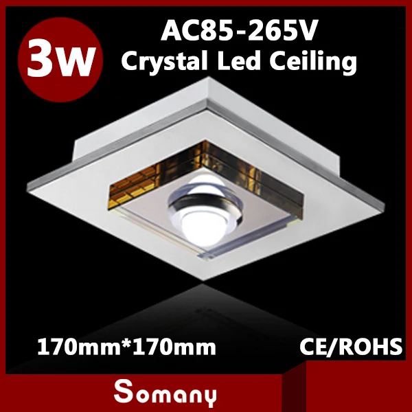 

5730 SMD Mount / Recessed Led Spot Downlight Stainless Steel 170mm*170mm Bedroom Square Crystal 3W Led Ceiling Chandelier Lamps