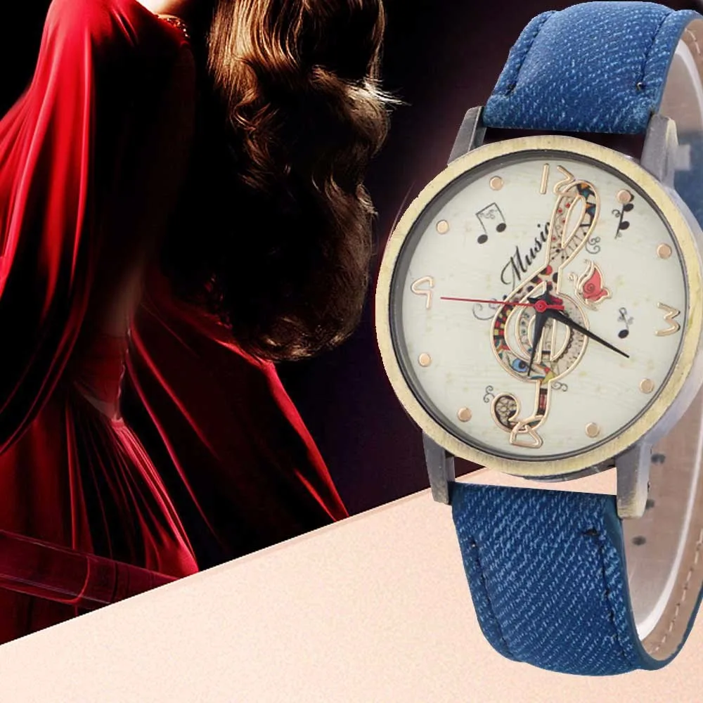 Кожаный Relojes Кварцевые часы Женские часы повседневные часы с музыкальными нотами круглые часы reloj de mujer хороший подарок 5