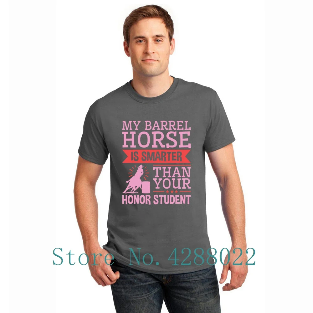 برميل سباق الحصان الهدايا بلدي برميل الحصان تي شيرت جولة طوق Kawaii الجرافيك الرجال تي شيرت الشارع الشهير القطن غير تقليدي أعلى جودة