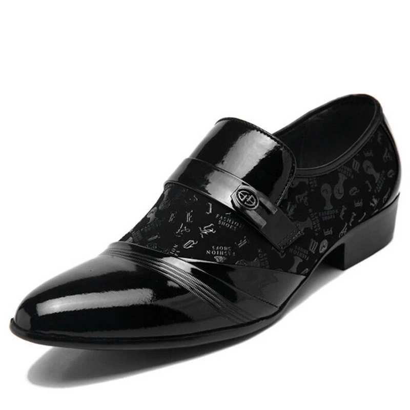 

New Arrival Breathable Patent Leather Men Wedding Shoes Black Scrub Men Flats Shoes