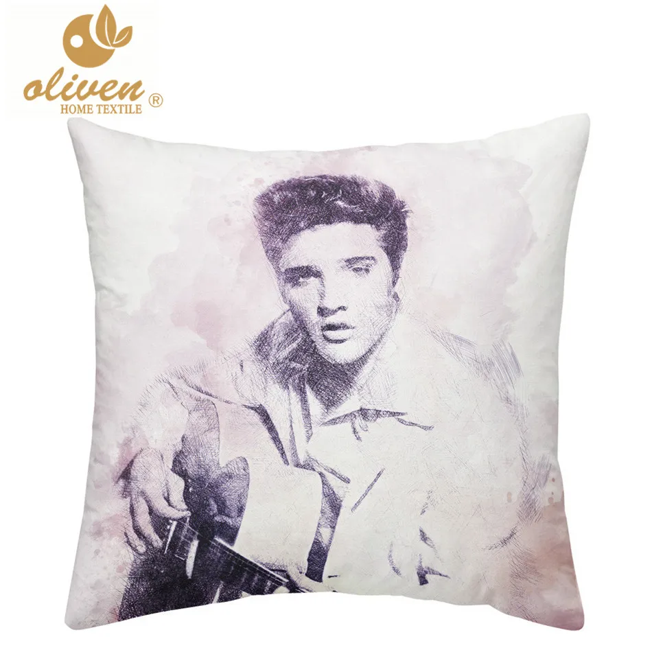 Elvis Presley Cushion Pillow Cover Case Gift Silver Grey