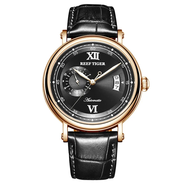 Новые Риф Тигр/РТ мужские роскошные модельные часы дизайн креативные часы розовое золото Miyota механические часы кожаный ремешок RGA1617-2 - Цвет: RGA1617-2-PBB