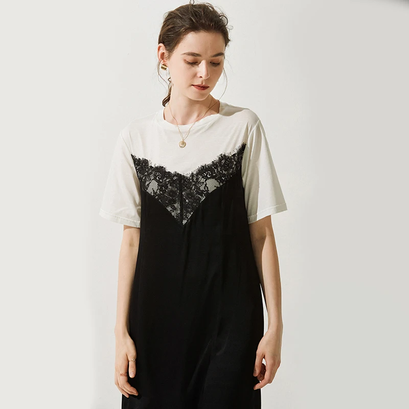 

100% Silk Dresses Women Elegant High Quality Natural Silk 2019 Two Piece Set Dress Women Three Quarter Sleeve