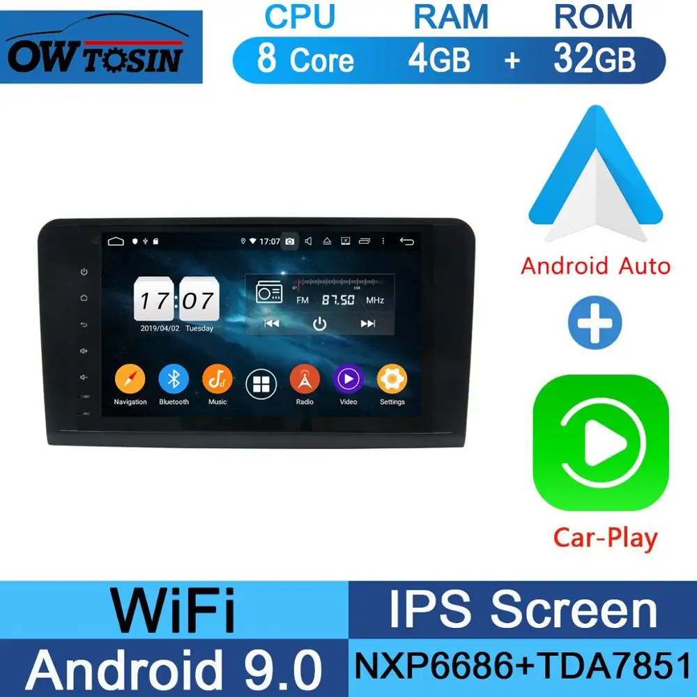 " ips Android 9,0 8Core 4G+ 64G Автомобильный dvd-плеер для Mercedes Benz ML GL Class W164 X164 ML350 ML500 GL350 GL450 GPS стерео радио - Цвет: 32G CarPlay Android