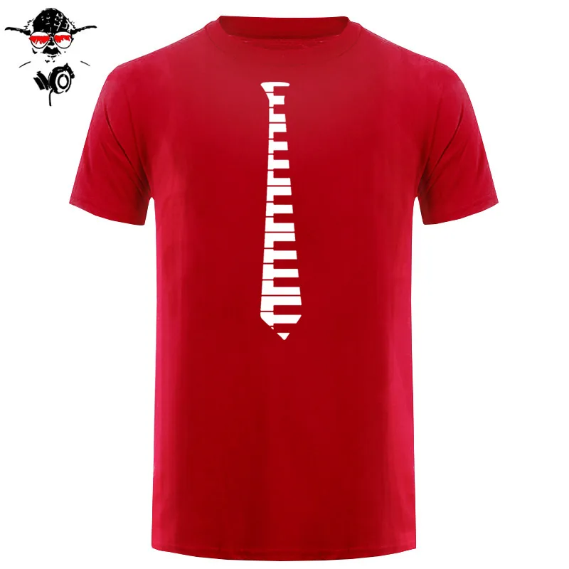  Hip Piano Keys Tie Piano Keyboard Music Concert T Shirt Creature Size S To 3XL T-Shirt O Neck Cotto