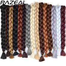 Razeal, 36 дюймов, 110 г, канекалон, огромные плетеные волосы, синтетические волосы на крючках, огромные косички для африканских, черных женщин