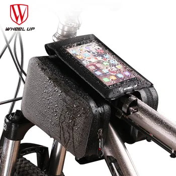 

WHEEL UP MTB Bike Bag 6" Touchscreen Bicycle Frame Saddle Bag Cycling Top Waterproof Tube Bag Black Phone Case Bike Accessories