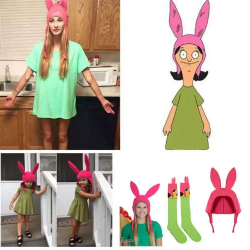 2018 семейная подходящая шапка Louise Bunny Ears Cosplay Beanie розовая для мамы девочки Забавная