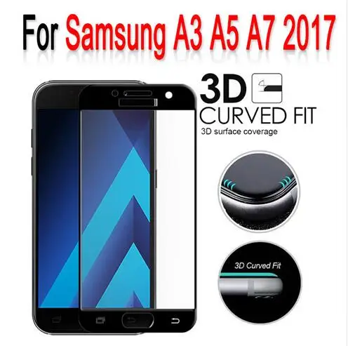 Закаленное стекло с полным покрытием для Samsung Galaxy A3 A5 A7 2017 Защита экрана A 3 5 7 A320 A3200