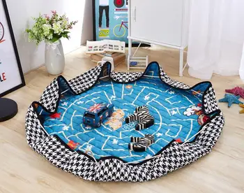 

1.5M Round Flying Chess Cartoon Baby Crawling Quilted Carpet Kids Play Games Toys Storage Mat Portable Trip Anti-slip Rest Rugs