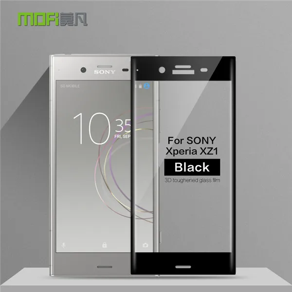 Для sony Xperia XZ1 G8342 стекло закаленное MOFi 3D изогнутый полный чехол Защитная пленка для sony XZ1 Compact G8441 стекло - Цвет: Black