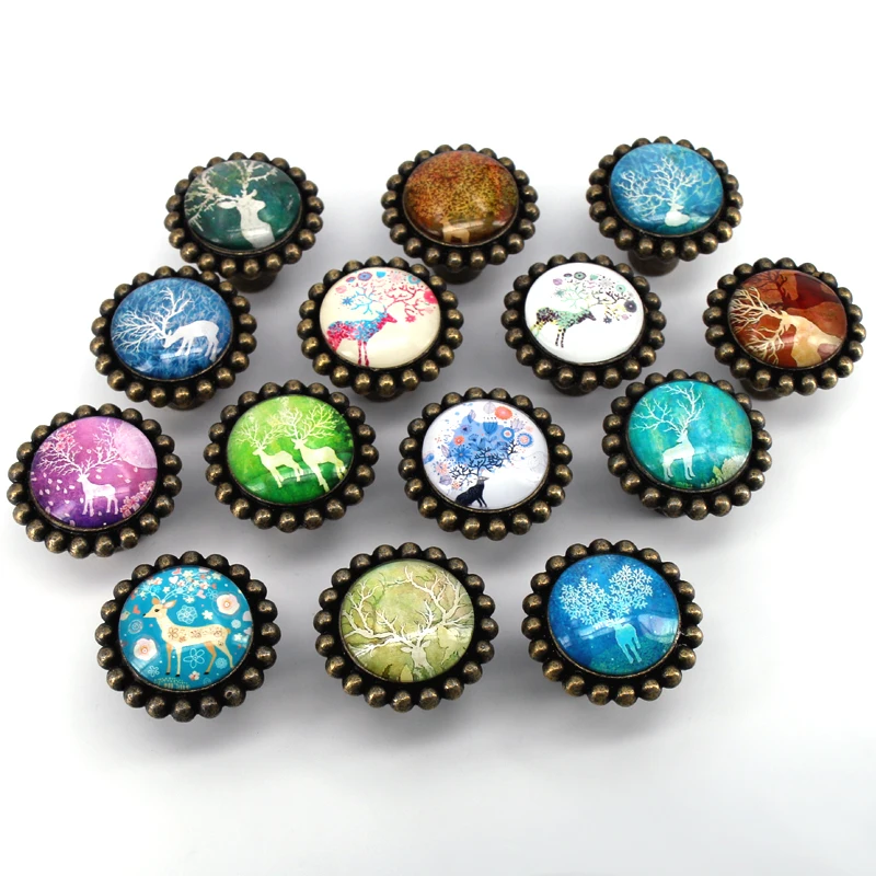 1x Vintage Style Diy Knobs Deer Pattern Cabinet Drawer Closet