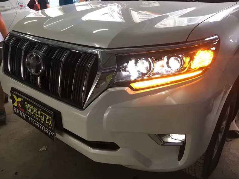 Производитель для автомобиля фара для Prado светодиодный фары 2017 2018 для Prado головной свет с движущимся поворотом сигнала