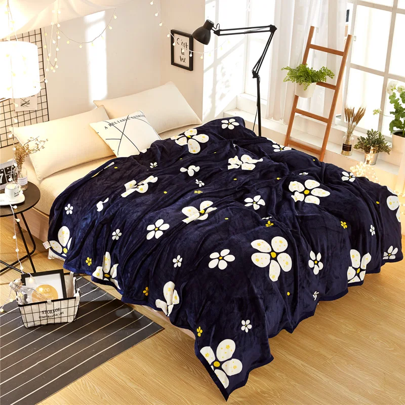 Svetanya Флисовое одеяло с принтом, постельные принадлежности, диван, плед, простыня, покрывало, темно-синий