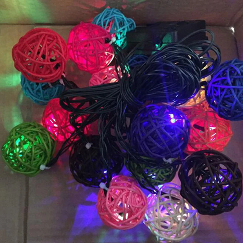 Christmas Solar Lights Outdoor 5m 20LED Rattan String Light Cane Ball String Xian Lamp Solar Lamp for Garden Decoration Light (2)