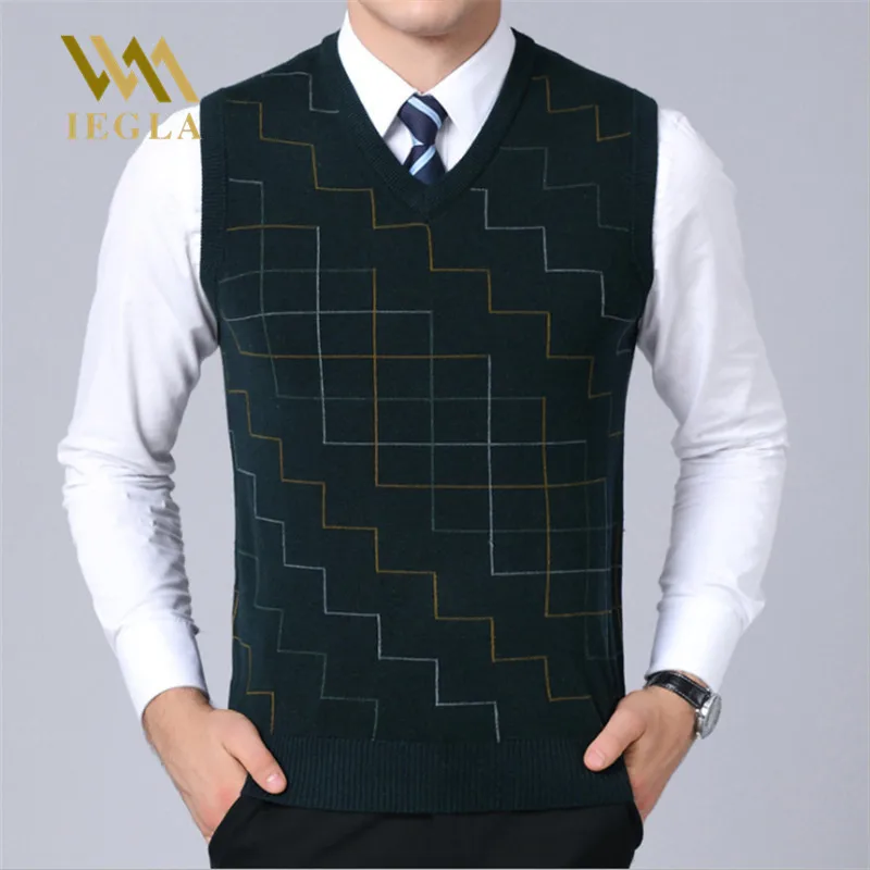 Wool Sweater Vest Mens Cashmere Fashion Casual Pullovers Male Stripe ...