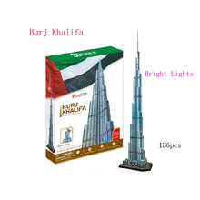 136 шт./компл. 3D бумага для моделирования здания Flash DIY Бурж Дубаи Конструкторы Пазлы игрушка со светодиодом, футболки для детей