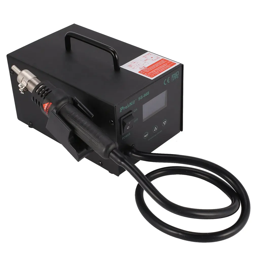 

Pro'skit 600W 220V SS-968H Soldering Station Hot Air Gun Electric Welding Soldering Iron Solder Rework Repair Tool Ajustable