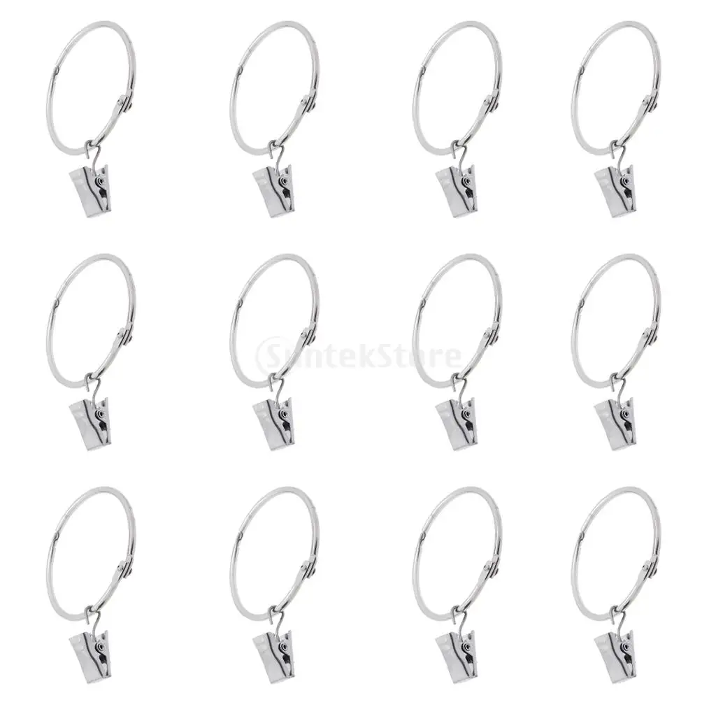 

12pcs Roman Metal Curtain Rings for 38mm/50mm Diameter Pole with Opening Design
