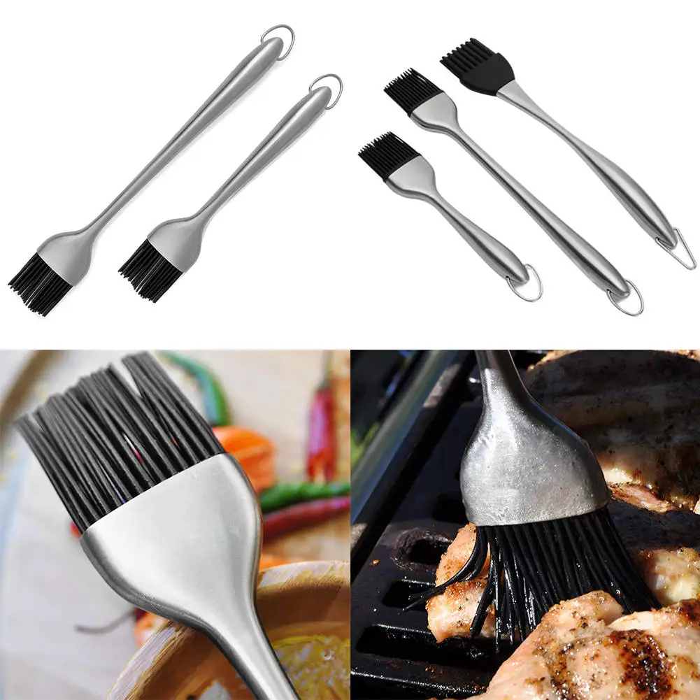 Stainless Steel Hollow Handle Silicone Brushes Barbecue Brush Oil Brush