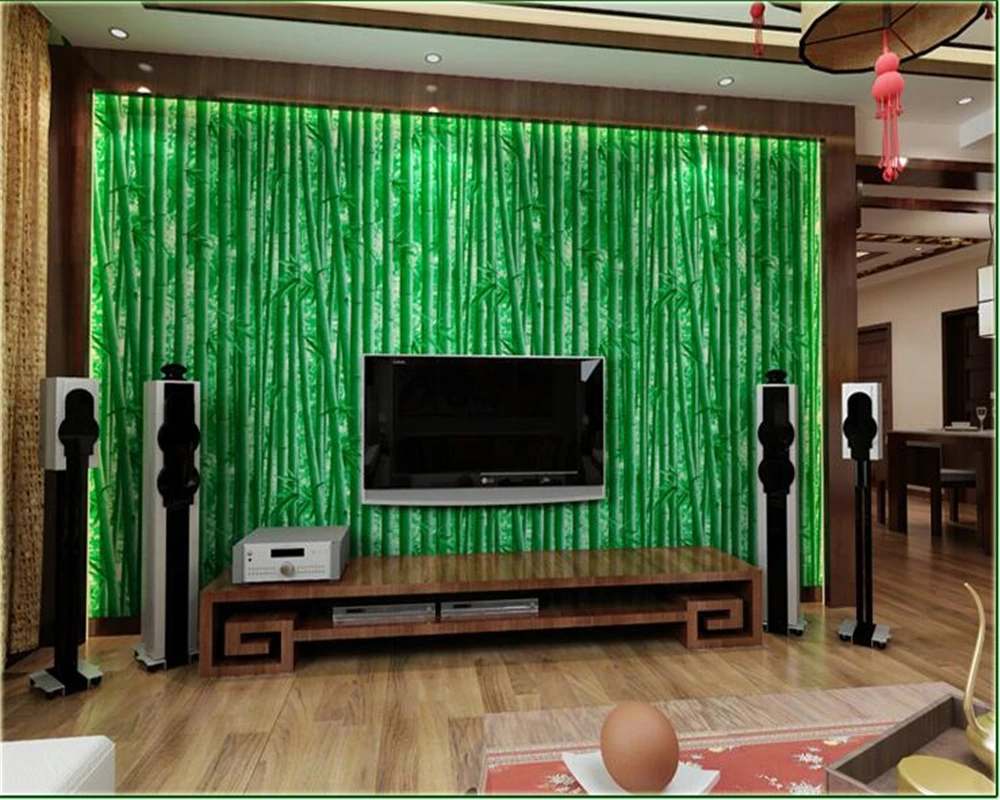 beibehang 3D natural simulation bamboo wall paper Chinese screen TV