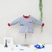 Little Q/новая стильная блузка с круглым вырезом для мальчиков весенне-осенние рубашки с длинными рукавами для новорожденных велюровая одежда для малышей Детская одежда для сна