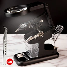 3X 4.5X 25X ручные паяльники Стенд клип светодиодный светильник с 3 ящиками для инструментов увеличительное стекло объектив настольная станция Инструменты для ремонта