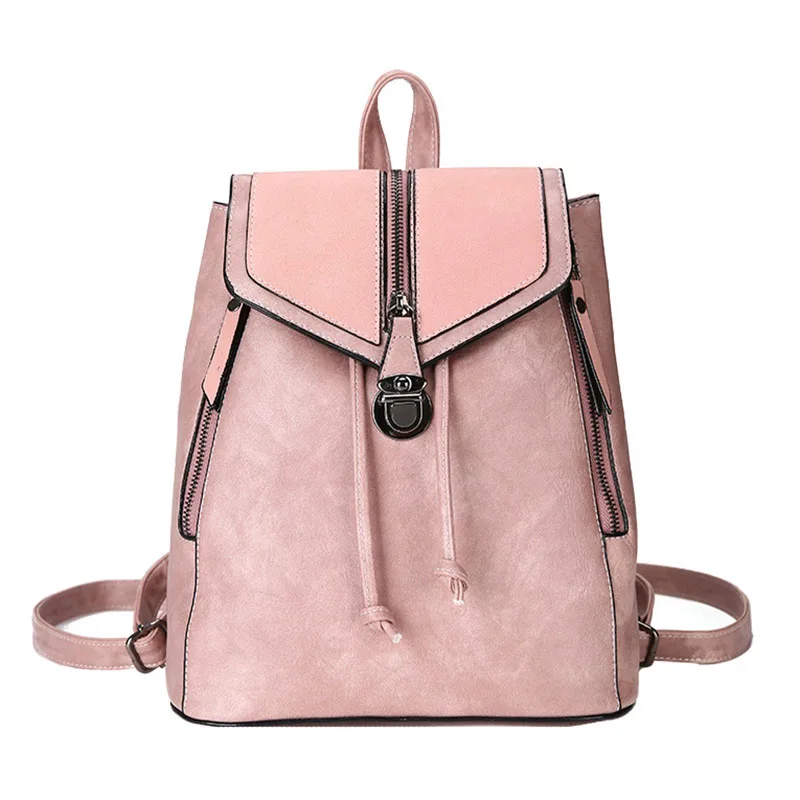 

High Quality Multifunctional Shoulder Bag Female Girls Backpack Retro Schoolbag Vintage Matte Leather Women Backpacks