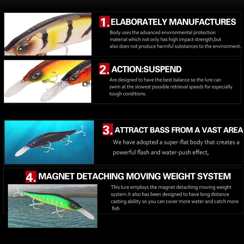 YTQHXY Minnow жесткая наживка 135 мм 14 г медленно тонет с крючками Trebke Swimbait твердая