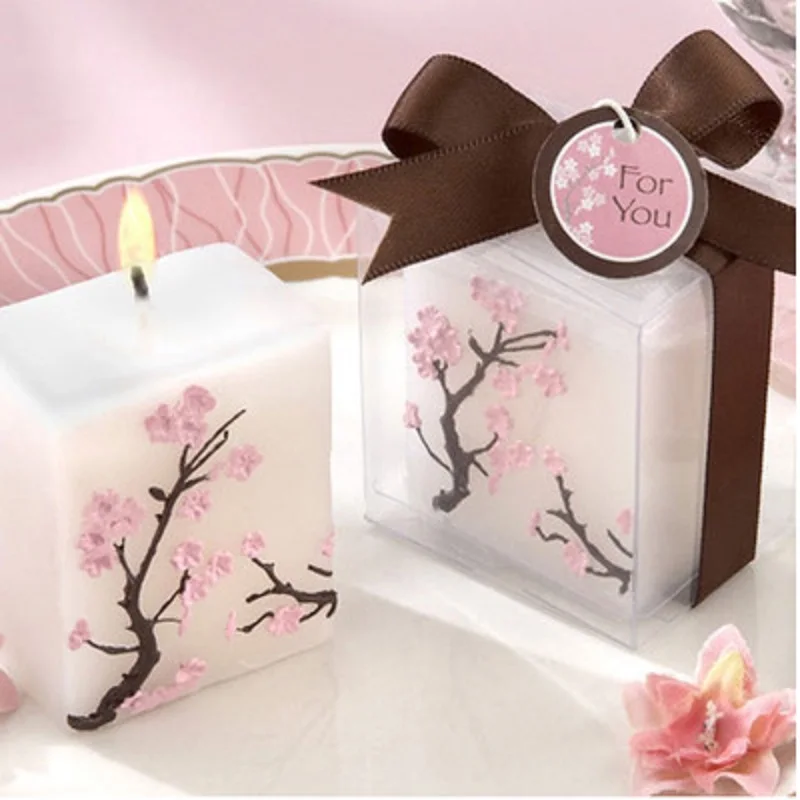 100pcs Romantic Wedding Candles cherry blossoms candle Wedding Favor