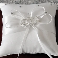 Белая свадебная церемония кольцо подушку Хрустальное Двойное сердце Горячее предложение