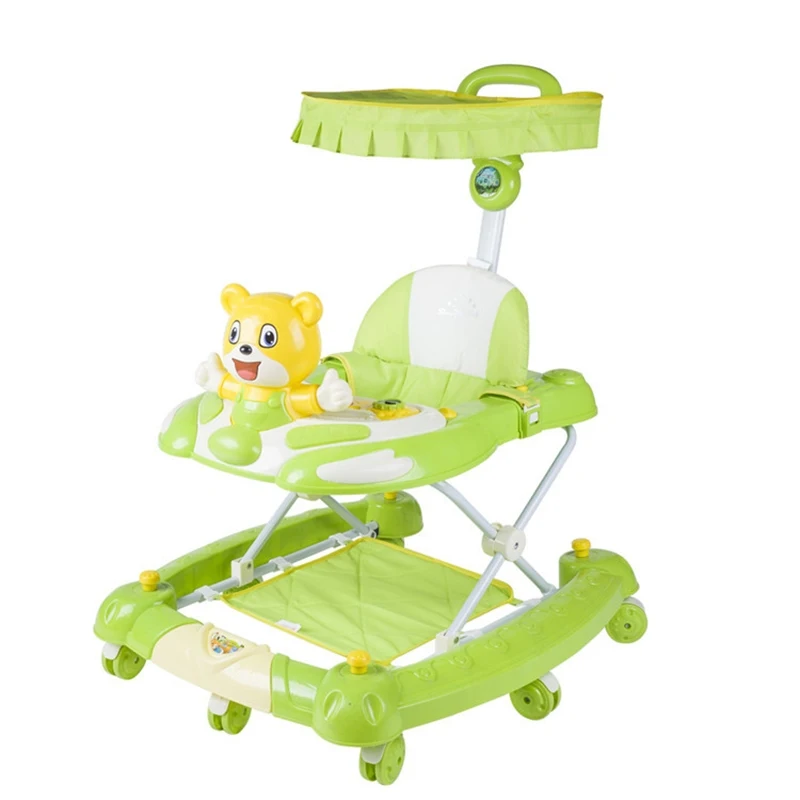New !!! 6-18 Months Baby Walker Multifunctional Adjustable Height Walker Stroller Anti Rollover Cartoon Baby Music Walkers