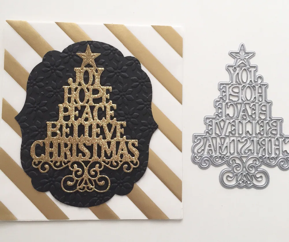 

"Joy Hope Peace Believe Christmas" Metal Cutting Dies Stencils for DIY Scrapbooking/photo Album Decorative Embossing Paper Cards