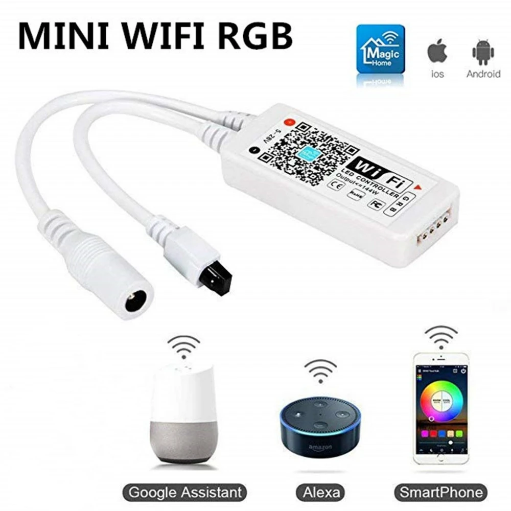 DC5-28V мини Wi Fi RGB/RGBW/RGBWW светодиодные ленты контроллер музыка Amazon Alexa Google домашний телефон