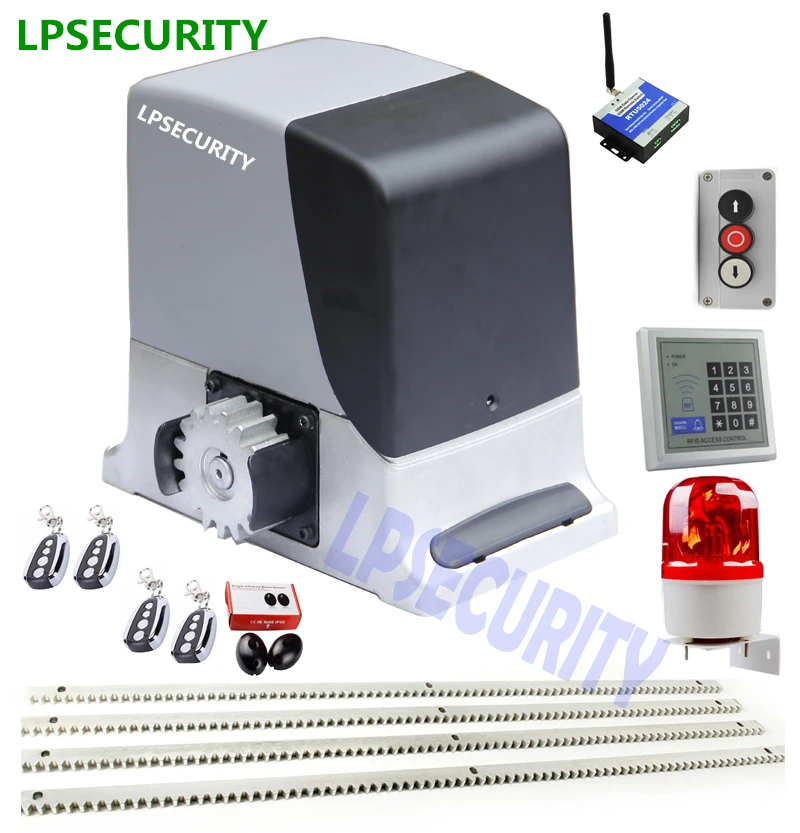 

LPSECURITY 600kg Automatic sliding gate opener motor operator 5m steel racks (photocell,lamp, keypad, button,gsm, optional)