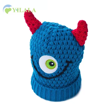 

Knit Baby Boys Hat Soft Cotton Kids Beanie Hats Monster Style Children Cap Boys Girls Spring Caps With Angles Baby Accessories