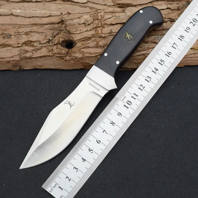 Survival Knife BROWNING Pocket Fixed 5CR13MOV Steel Blade Knifes Wood