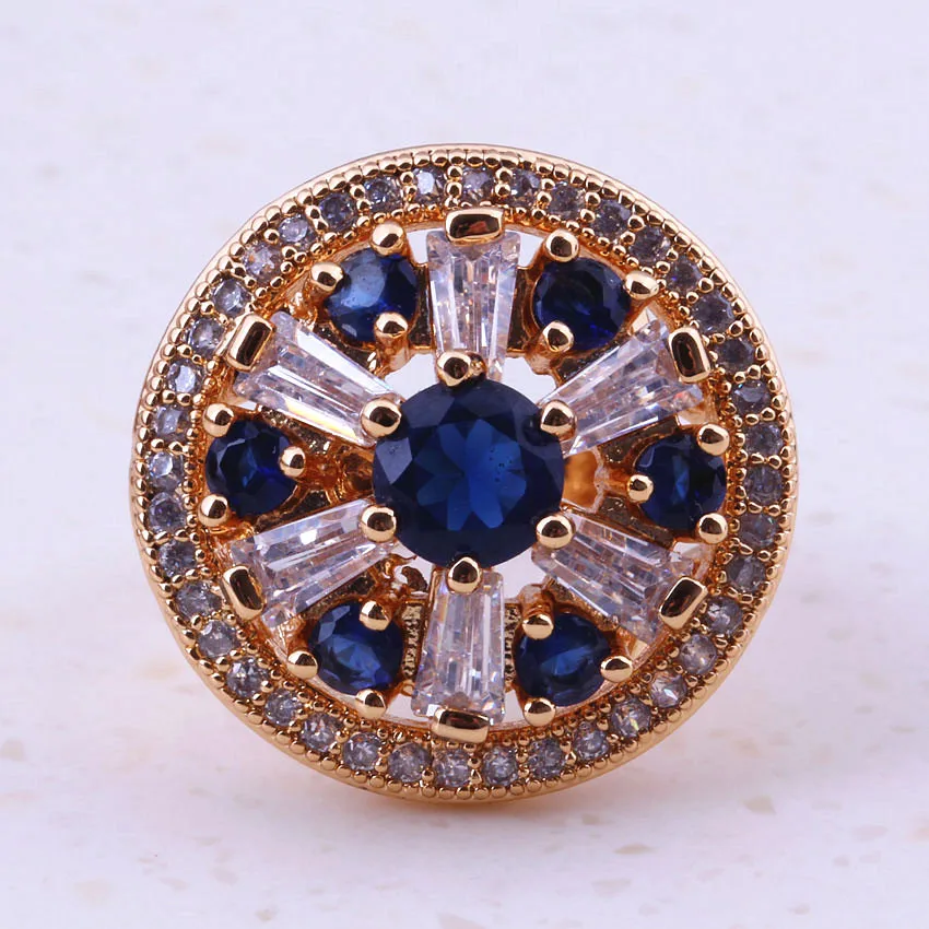 Shining Blue Crystal &amp Cubic Zirconia Rings Yellow Gold Color Women Fashion Party Engagement Trendy Jewelry I0068 | Украшения и