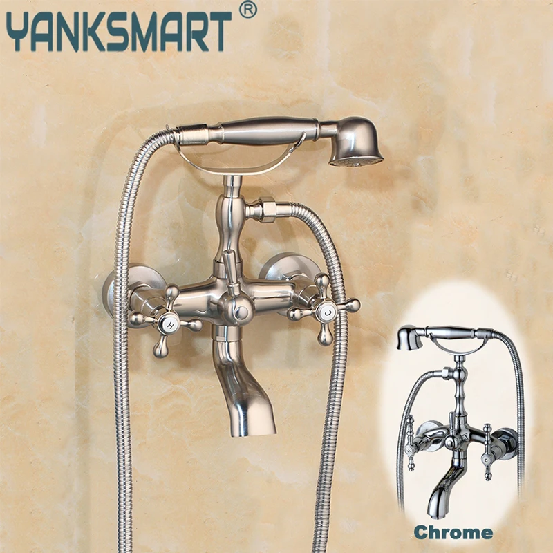 

Bathroom Wall Mounted Faucet Bathtub Shower Set Telephone Type Shower Head Water Mixer Tap Wall Mounted Telephone 2 Choice