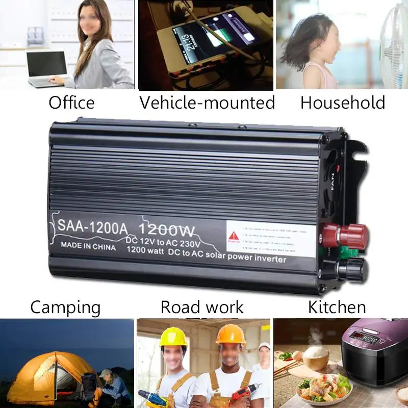

High efficiency 1200W Car Power Inverter DC12V Power Converter Booster with Intelligent switch For Car Inverter Household DIY