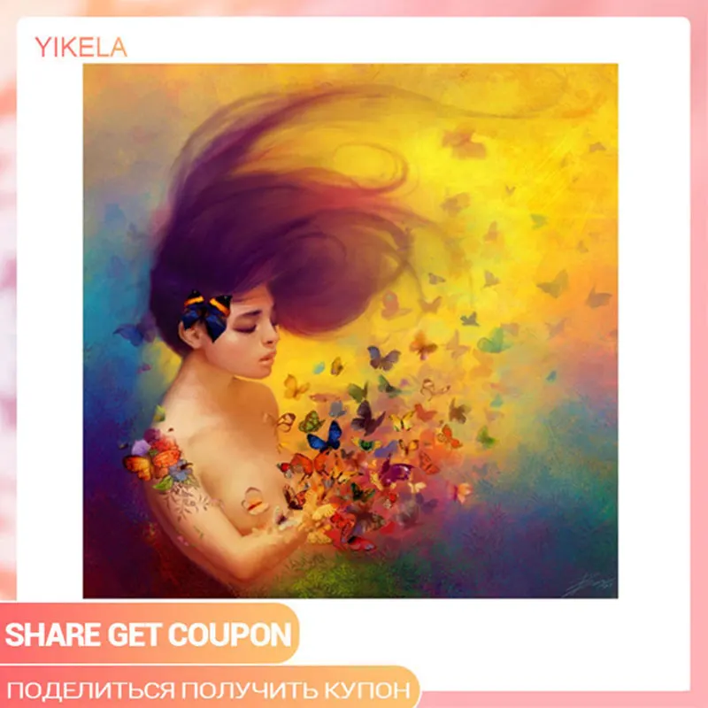 DIY Wall Sticker Gift Butterflies Girl Diamond Painting Craft Cross Stitch 5D Full Drill | Дом и сад