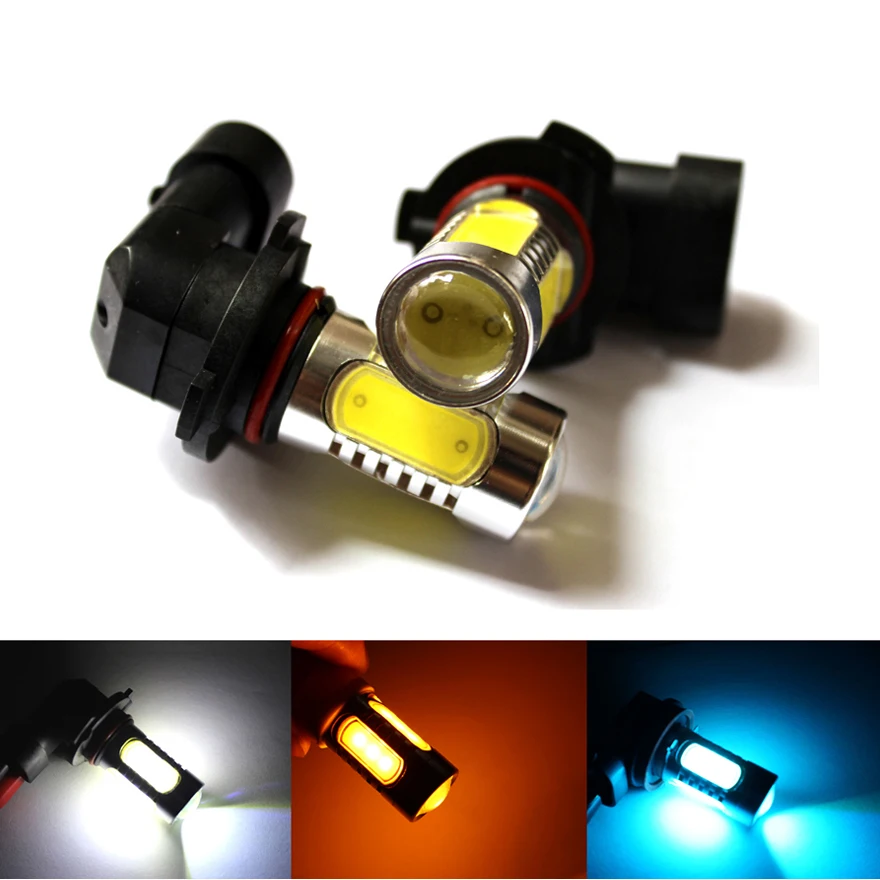 

AORUNYEBAO 2pcs Car auto 9006 HB4 9005 HB3 7.5W COB LED With lens Turning Fog Light Braking Bulb lamp White yellow ice blue 12V