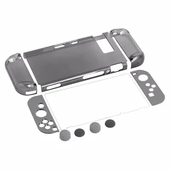 

Crystal Protective Transparent Cover PC Case Shell for Nintend Switch NS Console Switch Joy-con+Tempered galss film+4 Thumb Caps