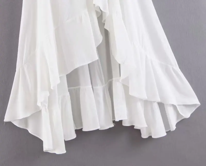 Белое платье с открытыми плечами и оборками, женское пляжное богемное платье макси без рукавов, женское Хлопковое платье с асимметричным подолом, boho vestidos