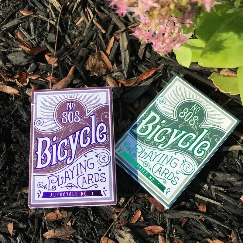 

2 Decks Set AUTOCYCLE NO.1 Bicycle Playing Cards in Collectors Tin Purple & Green Magic Poker Props