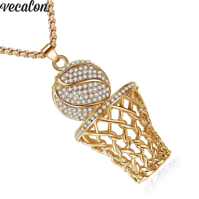 Vecalon хип хоп баскетбольная подвеска в виде корзины с necklace ем для мужчин женщин 316L