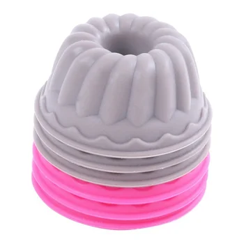 

6pcs Baking Dish Forms for Cookies Muffin Jello, 6CM Round Flower Silicone Cookie Tools Baking Mould in Red and Brown [3]