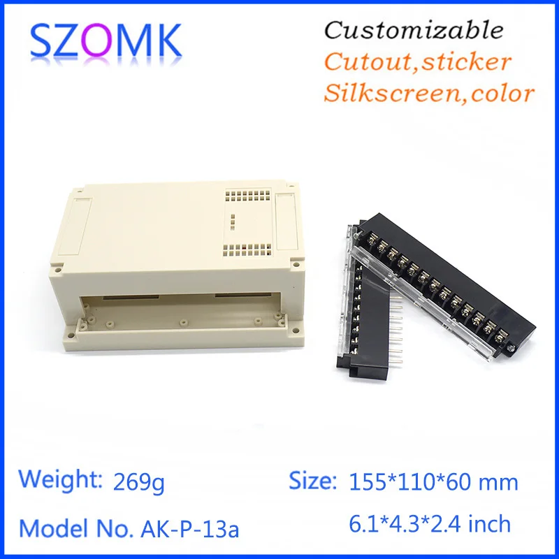 1 шт., 155*110*60 мм szomk пластиковые din-рейки промышленные корпуса коробка управления пластиковая коробка для электроники проекта с разъемами